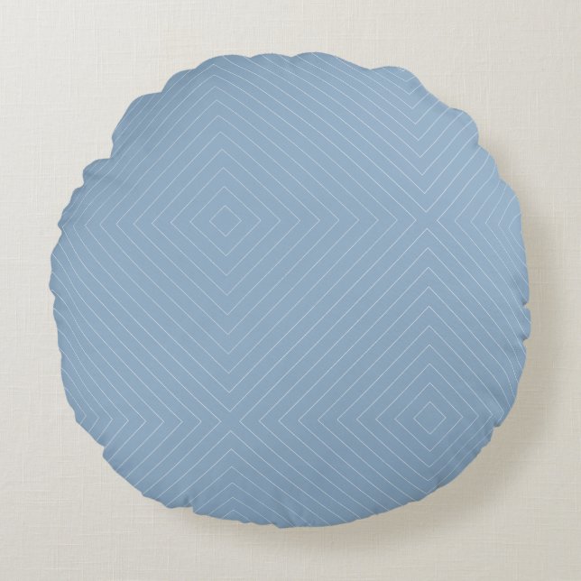 Blue & White Colour Striped Round Cushion (Front)