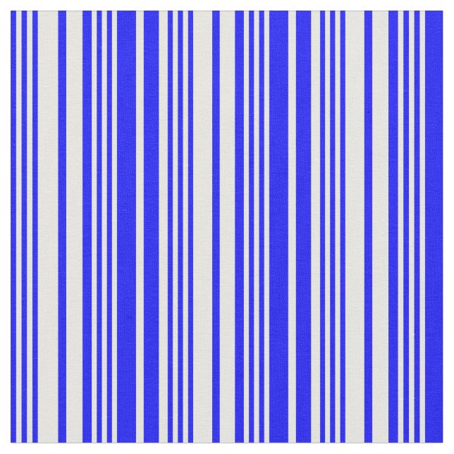 Blue & White Coloured Pattern of Stripes Fabric (Close Up)