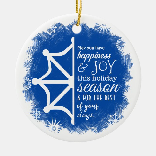Blue, White Company Logo'd Christmas Ornament (Front)