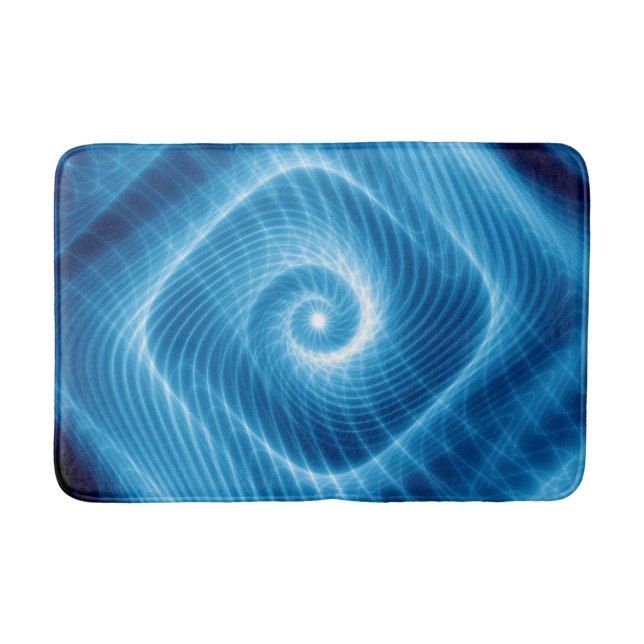 Blue & White Cosmic Spiral Nebula Bath Mat (Front)