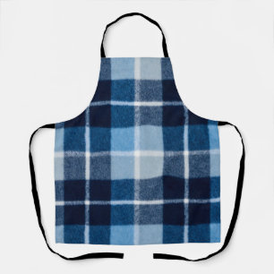Blue White Cosy Plaid Flannel Apron