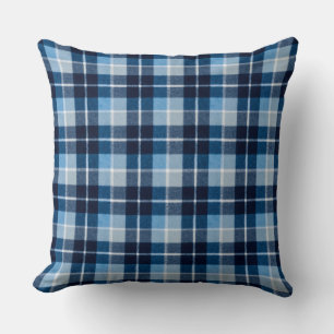 Blue White Cosy Plaid Flannel Cushion