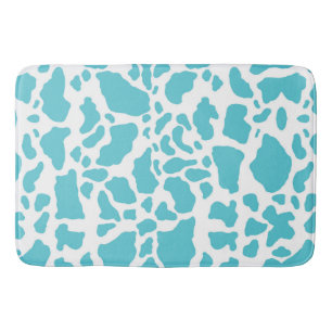 Blue & White Cow Spots Animal Print Pattern Bath Mat