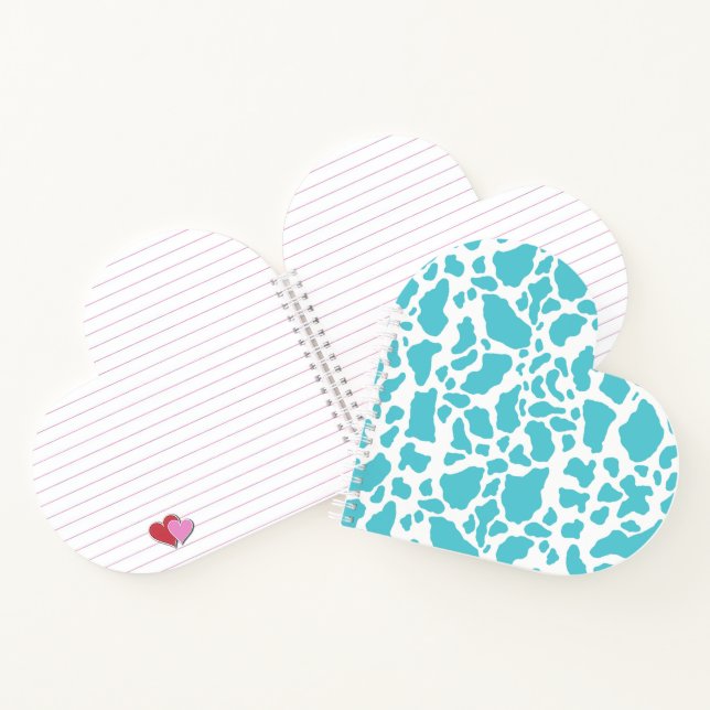 Blue & White Cow Spots Animal Print Pattern Notebook (Inside)