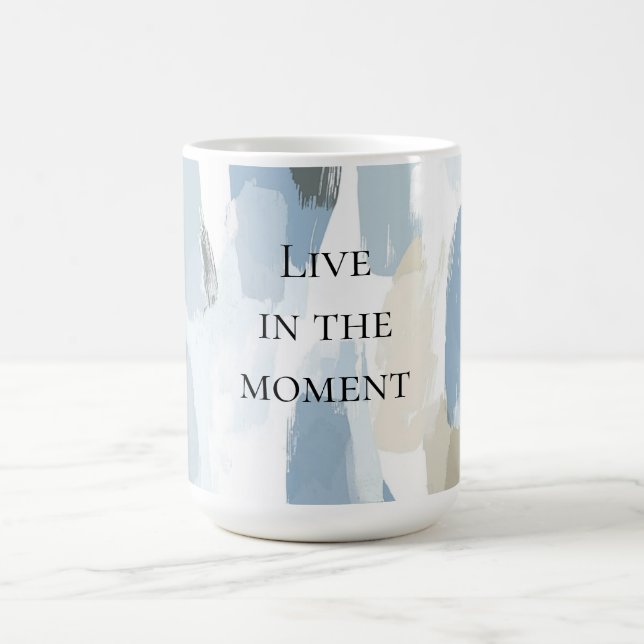 Blue White Cream Abstract Wedding Coffee Mug (Center)