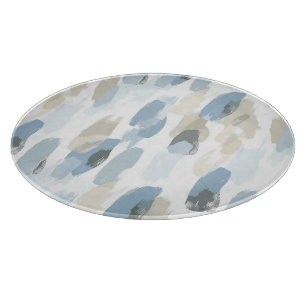 Blue White Cream Abstract Wedding Cutting Board