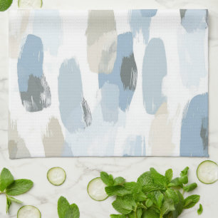 Blue White Cream Abstract Wedding Tea Towel