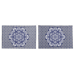 Blue & White creature mandala Pillowcase