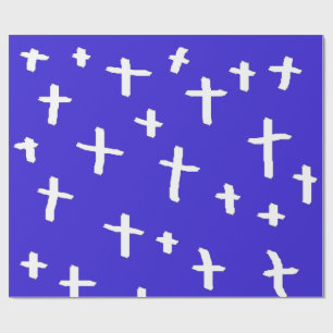 blue white cross wrapping paper