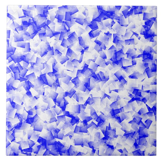 Blue White Cubism Pattern Tile (Front)