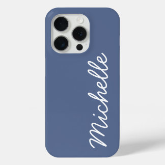 Blue & White Custom Cursive Name or Text iPhone 15 Pro Case