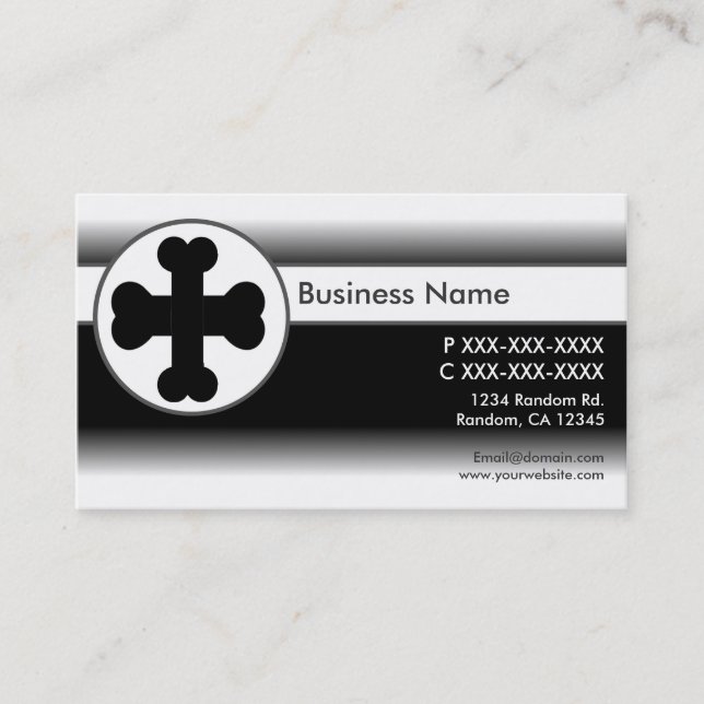 Blue white custom dog bone cross business cards (Front)