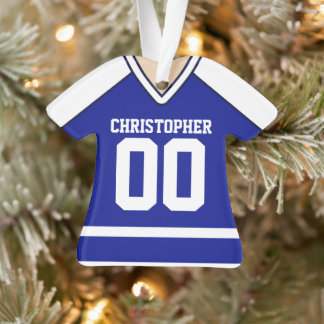 Blue/White Custom Hockey Jersey Ornament
