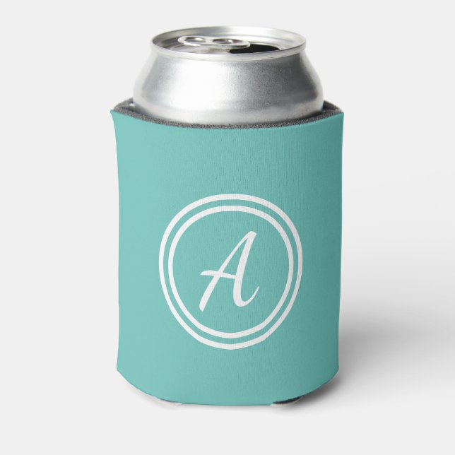 Blue & White Custom Monogram Can Cooler (Can Back)