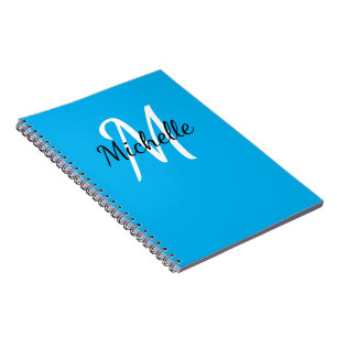 Blue & White Custom Monogram Cute Notebook