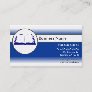 Blue white custom open book business cards