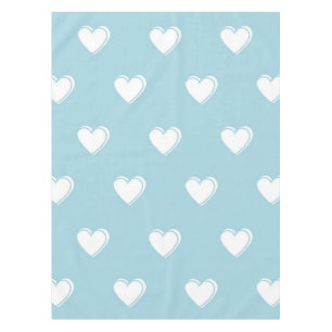 Blue White Cute Simple Heart Pattern Tablecloth