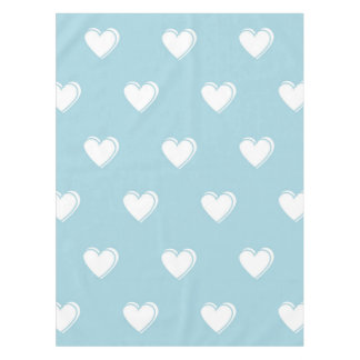 Blue White Cute Simple Heart Pattern Tablecloth