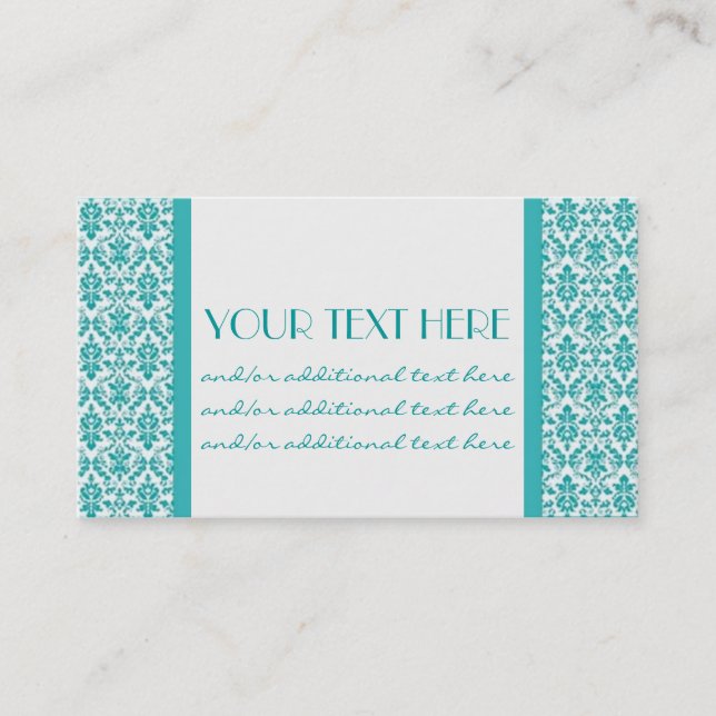 Blue&White Damask Business Card (Front)