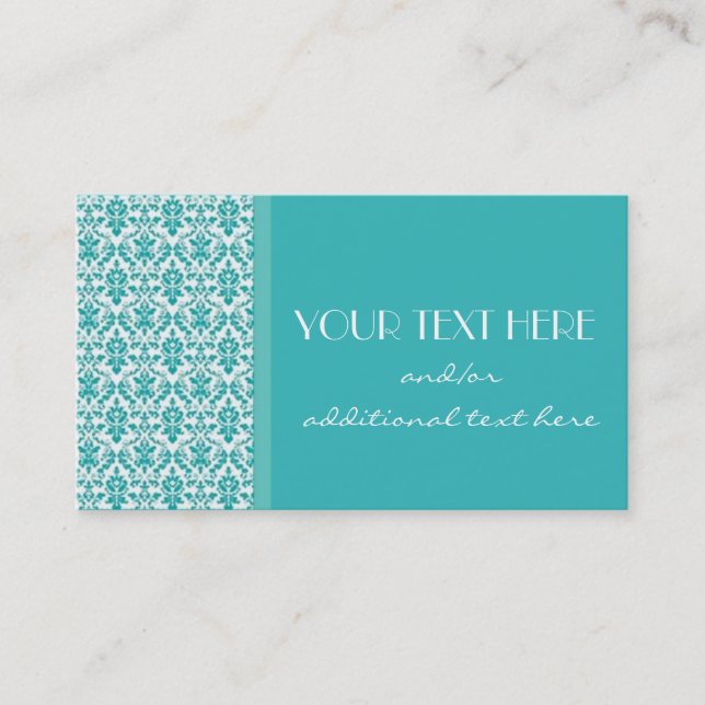 Blue&White Damask Business Card (Front)