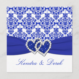 Blue, White Damask Couples Shower Invitation