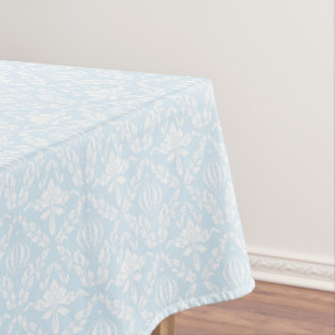 Blue & White Damask Elegant Floral Tablecloth