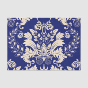 Blue & White Damask Pattern Print Design Tissue Paper