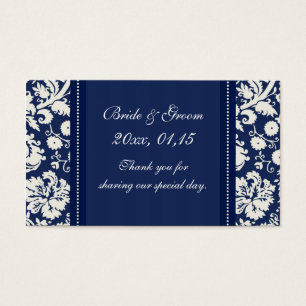 Blue White Damask Wedding Favour Tags