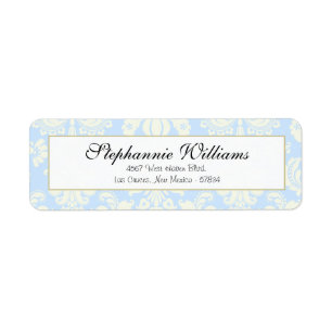 Blue/White Damask Wedding Return Address Label