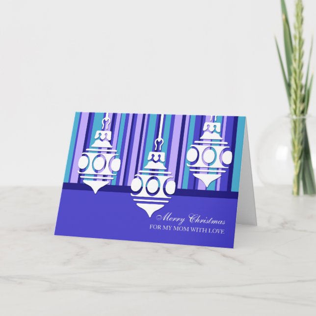 Blue White Decorations Mother Merry Christmas Card (Front)