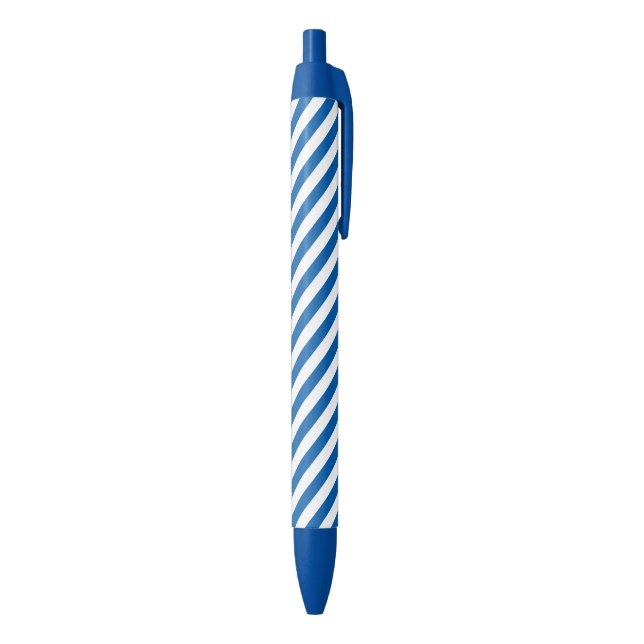 Blue&white degree stripes pattern black ink pen (Bottom (Vertical))