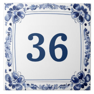 Blue & White Delft Custom House Number Plate Sign Tile