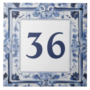 Blue & White Delft Custom House Number Plate Sign Tile