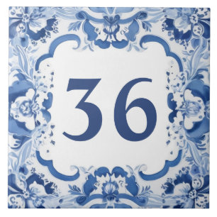 Blue & White Delft Custom House Number Plate Sign Tile