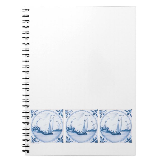 Blue White Delft Sailboat Notebook (Front)