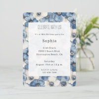 Blue White Denim Flowers Birthday