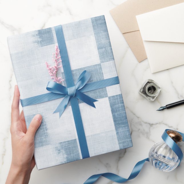 Blue White Denim Jean Birthday Wrapping Paper (Gifting)