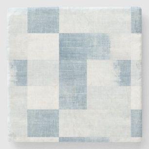 Blue White Denim Jean Stripes Birthday Stone Coaster
