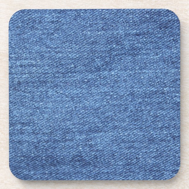 Blue White Denim Texture Look Image Coaster (Front)