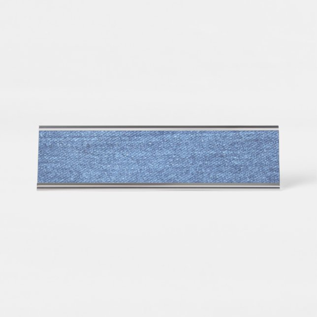 Blue White Denim Texture Look Image Desk Name Plate (Front)