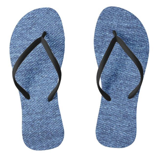 Blue White Denim Texture Look Image Flip Flops (Footbed)