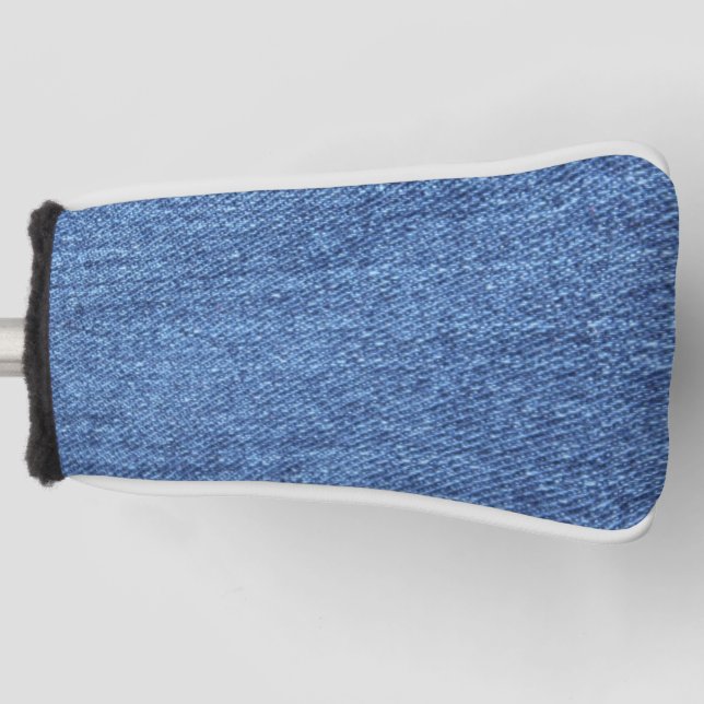 Blue White Denim Texture Look Image Golf Head Cover (Front)