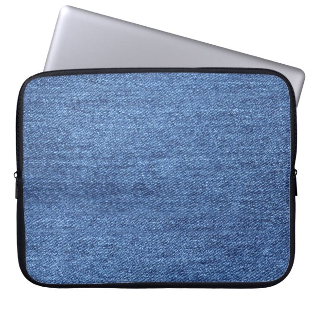Blue White Denim Texture Look Image Laptop Sleeve (Front)