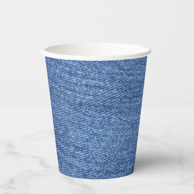Blue White Denim Texture Look Image Paper Cups (Front)