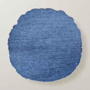 Blue White Denim Texture Look Image Round Cushion