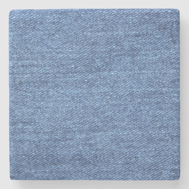 Blue White Denim Texture Look Image Stone Coaster (Front)