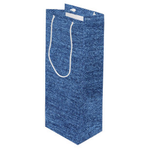 Blue White Denim Texture Look Image Wine Gift Bag
