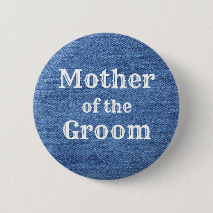 Blue White Denim Theme Wedding 6 Cm Round Badge