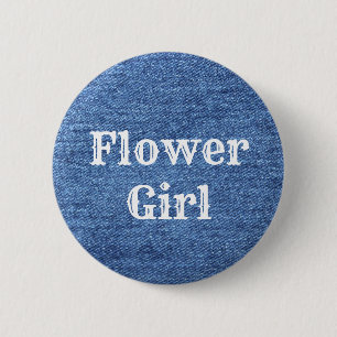 Blue White Denim Theme Wedding 6 Cm Round Badge