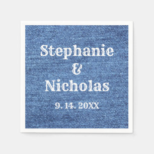 Blue White Denim Theme Wedding Napkin